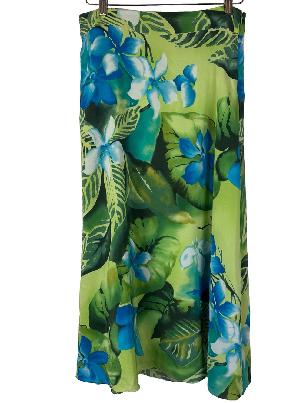 Soft Surroundings Silk Tropical Maxi Skirt Floral Leaf Print Size Petite Large